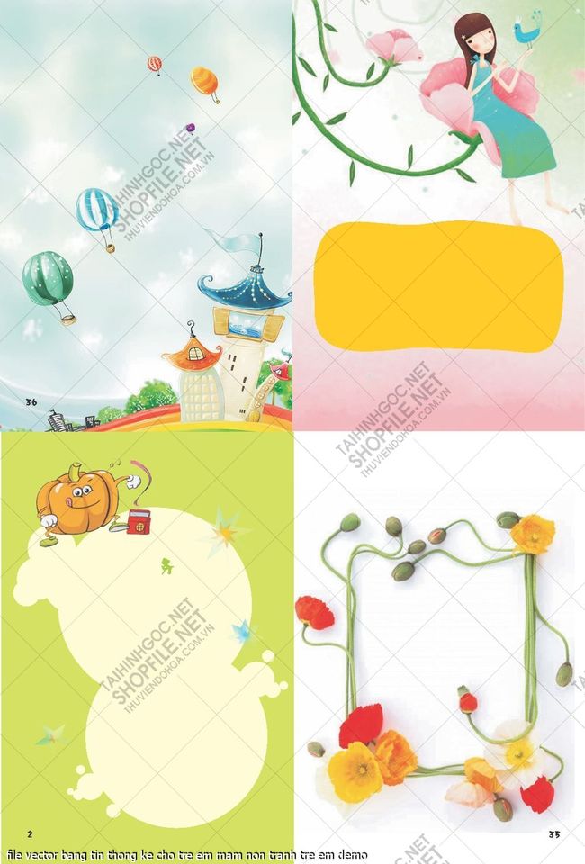 file vector bang tin thong ke cho tre em mam non tranh tre em